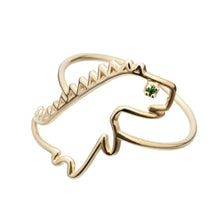 Carica l&#39;immagine nel visualizzatore di Gallery, Dinosaur shaped gold ring and small emerald
