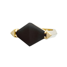 Load image into Gallery viewer, Gold ring with black agate in rhombus cut
