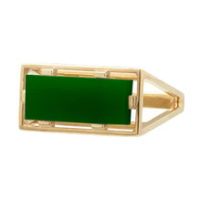 Load image into Gallery viewer, Gold square rings with green agate stone
