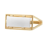 Gold square ring with white agate stone