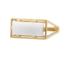 Load image into Gallery viewer, Gold square ring with white agate stone

