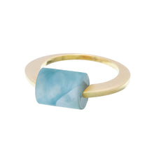 Load image into Gallery viewer, Gold ring with a cylinder cut amazonite ring
