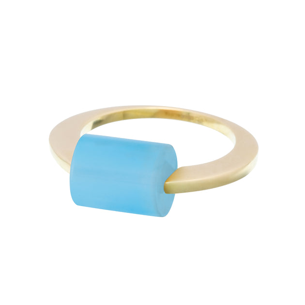 DECO CILINDRO BLUE AGATE RING