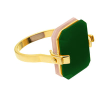 Load image into Gallery viewer, DECO SANDWICH PINK OPAL + GREEN AGATE RING
