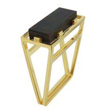 Load image into Gallery viewer, Gold square ring with jasper stone
