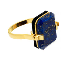 Load image into Gallery viewer, DECO SANDWICH LAPIS LAZULI + BLACK AGATE RING
