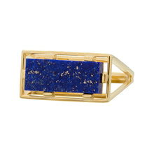 Carica l&#39;immagine nel visualizzatore di Gallery, Gold square ring with lapis lazuli stone
