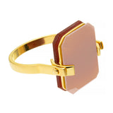 DECO SANDWICH CARNELIAN + PINK OPAL RING