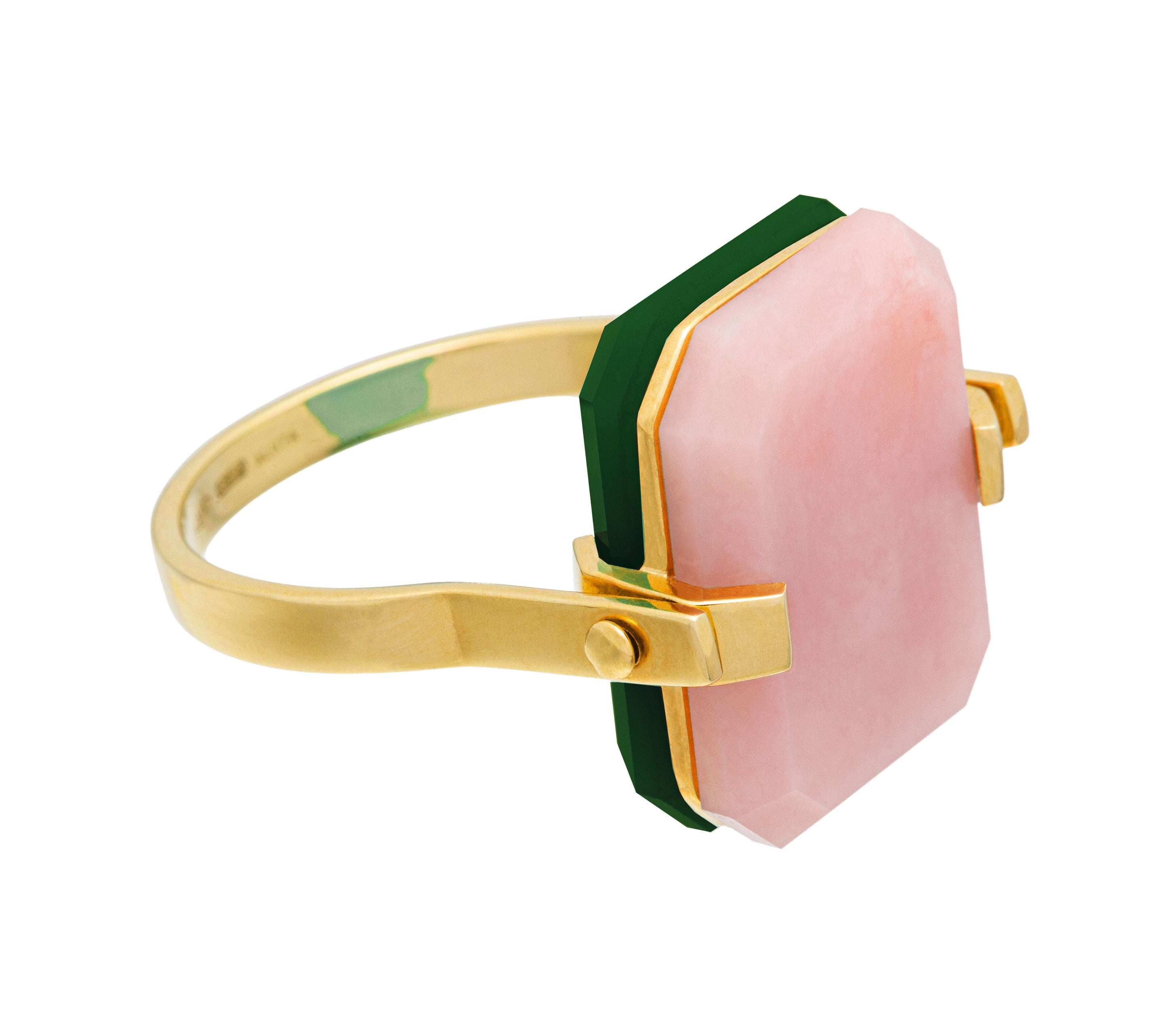 DECO SANDWICH PINK OPAL + GREEN AGATE RING – ALIITA