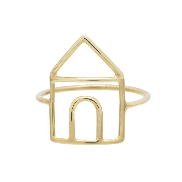 House shaped gold ring