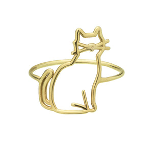 Gold seated cat shaped ring
