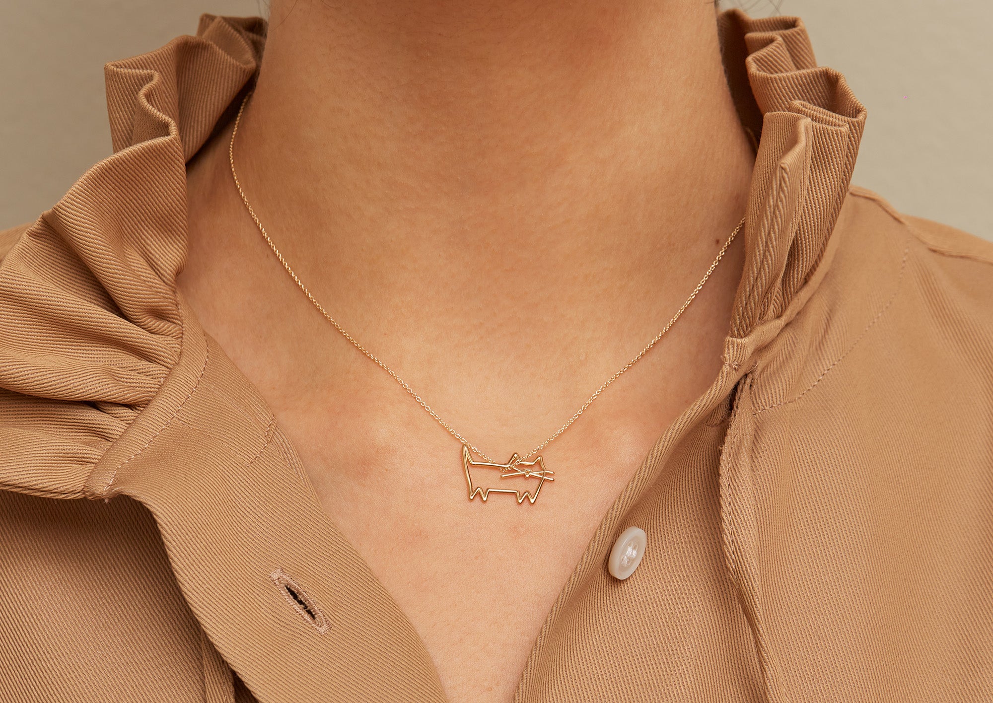 MYAO Collana Milù Gatto E Luna – Argento Sterling 925 Placcato Oro E Rodio 18k – Made In Italy – Nichel Free