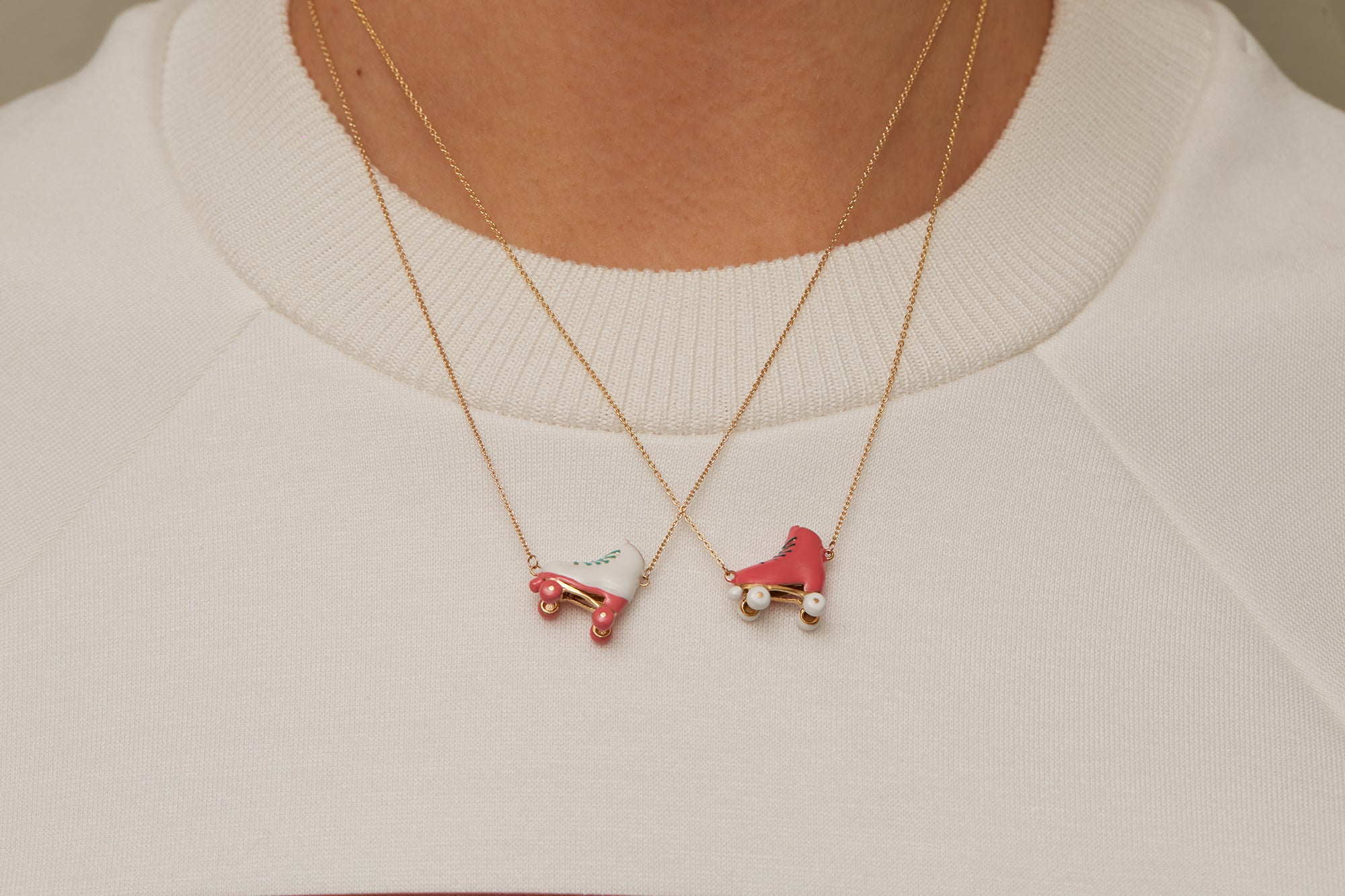 ROLLER BIANCO + ROSA COLLANA
