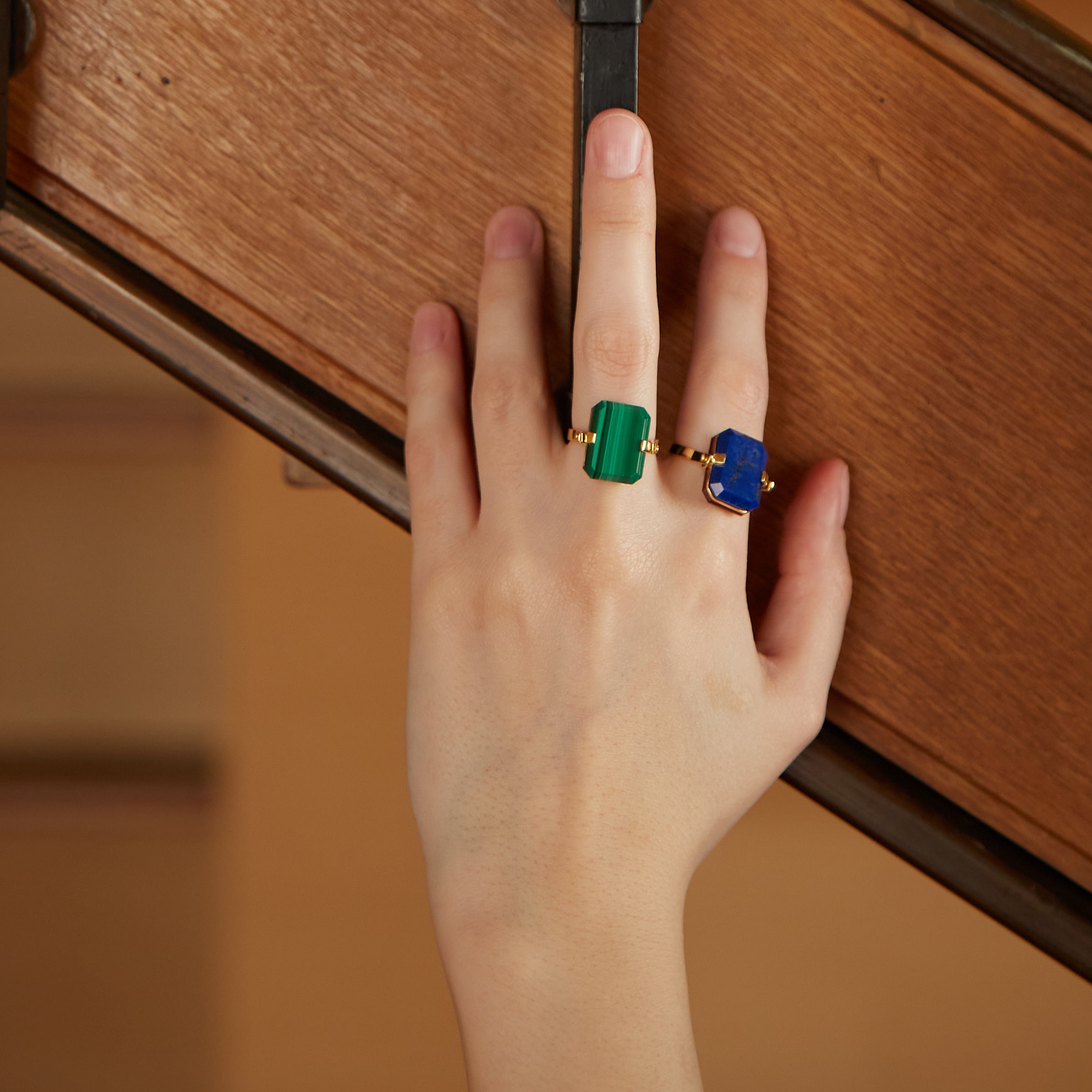 DECO SANDWICH MALACHITE + AGATA NERA ANELLO
